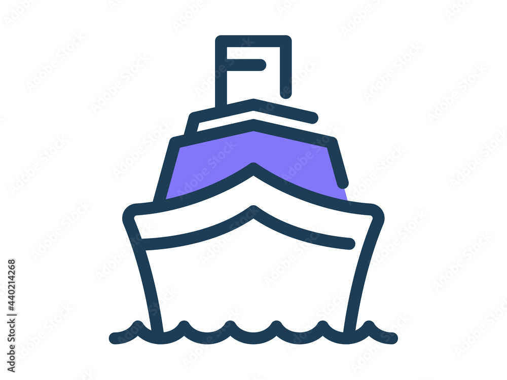 Poster cruiser ship single isolated icon with dash or dashed line style