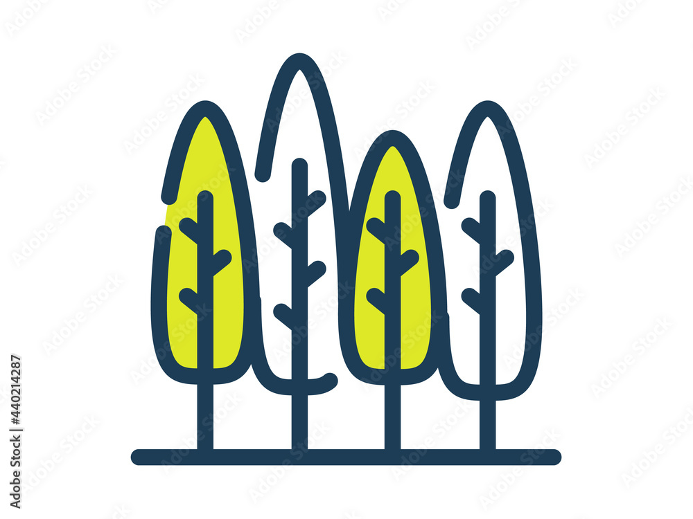 Poster tree wood single isolated icon with dash or dashed line style
