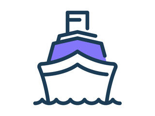 cruiser ship single isolated icon with dash or dashed line style