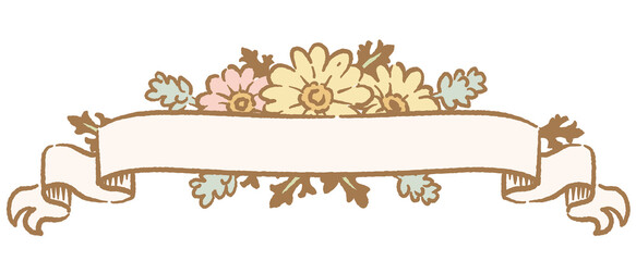 アンティークなお花とリボンの装飾フレーム