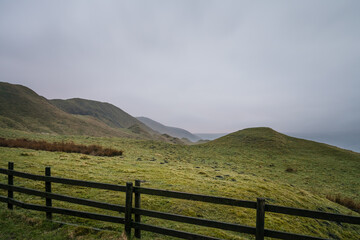 Morning scenery of Mam Tor mountain in Peak District. England