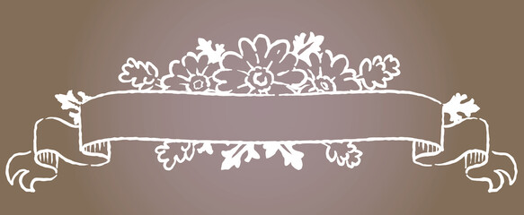 アンティークなお花とリボンの装飾フレーム