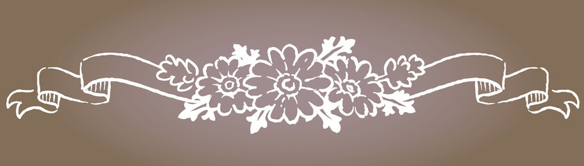 アンティークなお花とリボンの装飾オーナメント