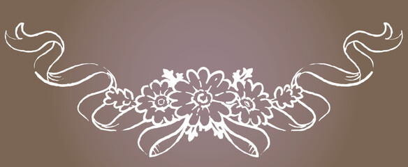 アンティークなお花とリボンの装飾オーナメント