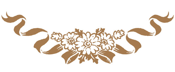 アンティークなお花とリボンの装飾オーナメント