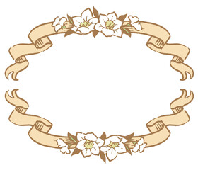 アンティークなお花とリボンの装飾フレーム