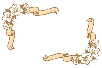 アンティークなお花とリボンの装飾フレーム