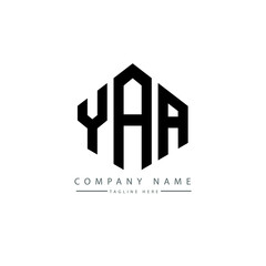 YAA letter logo design with polygon shape. YAA polygon logo monogram. YAA cube logo design. YAA hexagon vector logo template white and black colors. YAA monogram, YAA business and real estate logo. 