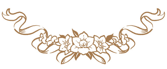 アンティークなお花とリボンの装飾オーナメント