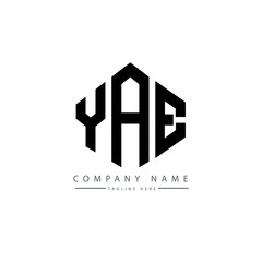 YAE letter logo design with polygon shape. YAE polygon logo monogram. YAE cube logo design. YAE hexagon vector logo template white and black colors. YAE monogram, YAE business and real estate logo. 