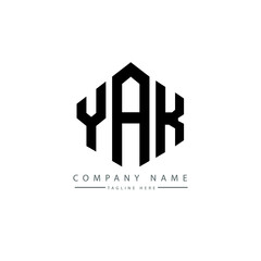 YAK letter logo design with polygon shape. YAK polygon logo monogram. YAK cube logo design. YAK hexagon vector logo template white and black colors. YAK monogram, YAK business and real estate logo. 
