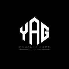 YAG letter logo design with polygon shape. YAG polygon logo monogram. YAG cube logo design. YAG hexagon vector logo template white and black colors. YAG monogram, YAG business and real estate logo. 
