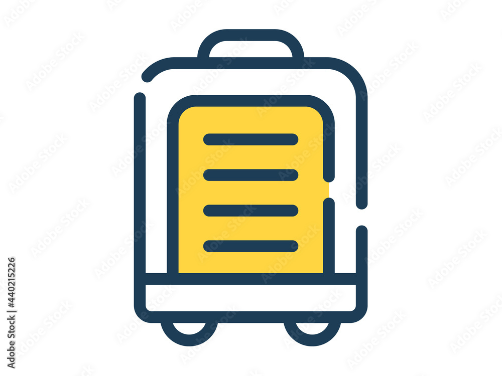 Poster suitcase baggage single isolated icon with dash or dashed line style