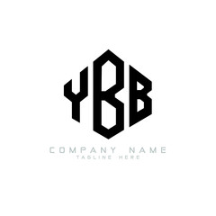 YBB letter logo design with polygon shape. YBB polygon logo monogram. YBB cube logo design. YBB hexagon vector logo template white and black colors. YBB monogram, YBB business and real estate logo. 