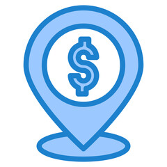 Money location blue style icon