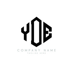 YDE letter logo design with polygon shape. YDE polygon logo monogram. YDE cube logo design. YDE hexagon vector logo template white and black colors. YDE monogram, YDE business and real estate logo. 