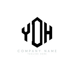YDH letter logo design with polygon shape. YDH polygon logo monogram. YDH cube logo design. YDH hexagon vector logo template white and black colors. YDH monogram, YDH business and real estate logo. 
