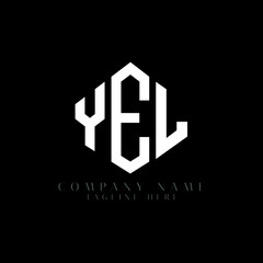 YEL letter logo design with polygon shape. YEL polygon logo monogram. YEL cube logo design. YEL hexagon vector logo template white and black colors. YEL monogram, YEL business and real estate logo. 