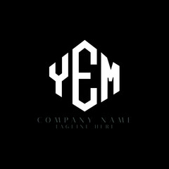 YEM letter logo design with polygon shape. YEM polygon logo monogram. YEM cube logo design. YEM hexagon vector logo template white and black colors. YEM monogram, YEM business and real estate logo. 