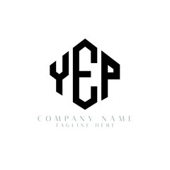 YEP letter logo design with polygon shape. YEP polygon logo monogram. YEP cube logo design. YEP hexagon vector logo template white and black colors. YEP monogram, YEP business and real estate logo. 