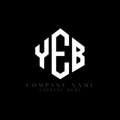 YEB letter logo design with polygon shape. YEB polygon logo monogram. YEB cube logo design. YEB hexagon vector logo template white and black colors. YEB monogram, YEB business and real estate logo. 