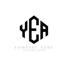 YEA letter logo design with polygon shape. YEA polygon logo monogram. YEA cube logo design. YEA hexagon vector logo template white and black colors. YEA monogram, YEA business and real estate logo. 