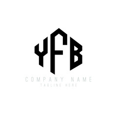 YFB letter logo design with polygon shape. YFB polygon logo monogram. YFB cube logo design. YFB hexagon vector logo template white and black colors. YFB monogram, YFB business and real estate logo. 