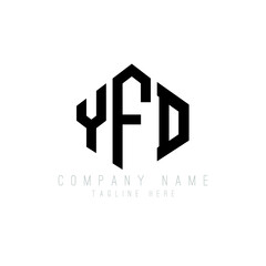 YFD letter logo design with polygon shape. YFD polygon logo monogram. YFD cube logo design. YFD hexagon vector logo template white and black colors. YFD monogram, YFD business and real estate logo. 