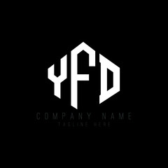 YFD letter logo design with polygon shape. YFD polygon logo monogram. YFD cube logo design. YFD hexagon vector logo template white and black colors. YFD monogram, YFD business and real estate logo. 