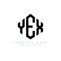YEX letter logo design with polygon shape. YEX polygon logo monogram. YEX cube logo design. YEX hexagon vector logo template white and black colors. YEX monogram, YEX business and real estate logo. 