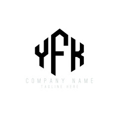 YFK letter logo design with polygon shape. YFK polygon logo monogram. YFK cube logo design. YFK hexagon vector logo template white and black colors. YFK monogram, YFK business and real estate logo. 