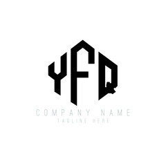 YFQ letter logo design with polygon shape. YFQ polygon logo monogram. YFQ cube logo design. YFQ hexagon vector logo template white and black colors. YFQ monogram, YFQ business and real estate logo. 