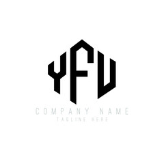 YFU letter logo design with polygon shape. YFU polygon logo monogram. YFU cube logo design. YFU hexagon vector logo template white and black colors. YFU monogram, YFU business and real estate logo. 