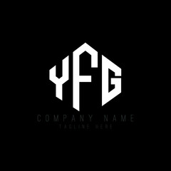 YFG letter logo design with polygon shape. YFG polygon logo monogram. YFG cube logo design. YFG hexagon vector logo template white and black colors. YFG monogram, YFG business and real estate logo. 