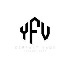 YFV letter logo design with polygon shape. YFV polygon logo monogram. YFV cube logo design. YFV hexagon vector logo template white and black colors. YFV monogram, YFV business and real estate logo. 