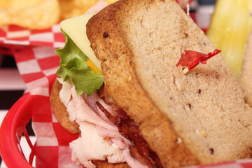 Club Sandwich on Gluten Free Bread in Retro Diner Cafe