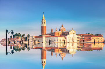 San Giorgio di Maggiore church at sunset with reflection.Venice, Italy