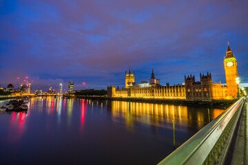Fototapeta na wymiar Big Ben and Westminster at night in London. England