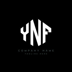 YNF letter logo design with polygon shape. YNF polygon logo monogram. YNF cube logo design. YNF hexagon vector logo template white and black colors. YNF monogram, YNF business and real estate logo. 
