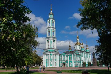 Russia. Tambov region. Tambov. View of the city. Transfiguration Cathedral on a sunny summer day