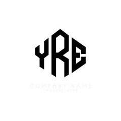 YRE letter logo design with polygon shape. YRE polygon logo monogram. YRE cube logo design. YRE hexagon vector logo template white and black colors. YRE monogram, YRE business and real estate logo. 