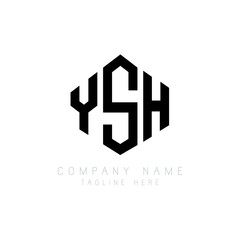 YSH letter logo design with polygon shape. YSH polygon logo monogram. YSH cube logo design. YSH hexagon vector logo template white and black colors. YSH monogram, YSH business and real estate logo. 