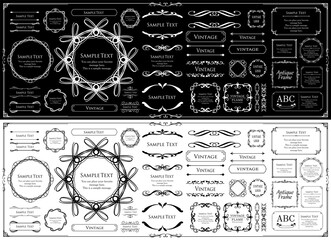 エレガントでゴージャスなフレームデザインセット。アンティークな罫線、ビンテージ調のプレート