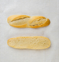 French bread for sandwich on white paper