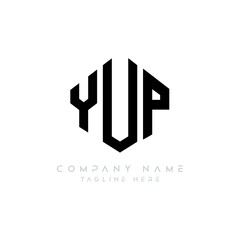 YUP letter logo design with polygon shape. YUP polygon logo monogram. YUP cube logo design. YUP hexagon vector logo template white and black colors. YUP monogram, YUP business and real estate logo. 