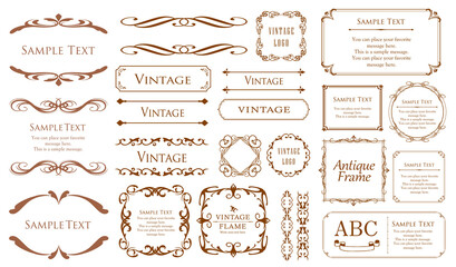 エレガントでゴージャスなフレームデザインセット。アンティークな罫線、ビンテージ調のプレート