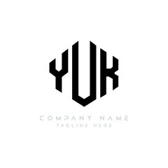 YUK letter logo design with polygon shape. YUK polygon logo monogram. YUK cube logo design. YUK hexagon vector logo template white and black colors. YUK monogram, YUK business and real estate logo. 