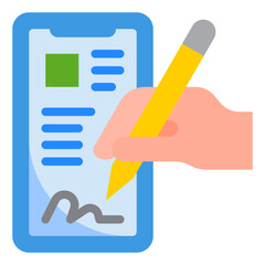 Digital signature flat style icon