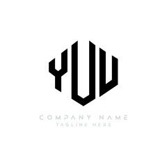 YUU letter logo design with polygon shape. YUU polygon logo monogram. YUU cube logo design. YUU hexagon vector logo template white and black colors. YUU monogram, YUU business and real estate logo. 