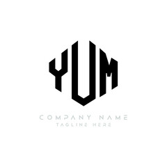 YUM letter logo design with polygon shape. YUM polygon logo monogram. YUM cube logo design. YUM hexagon vector logo template white and black colors. YUM monogram, YUM business and real estate logo. 
